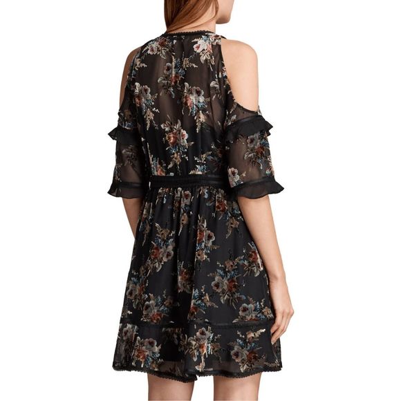 All Saints Black Floral Mini Dress - Picture 3 of 12